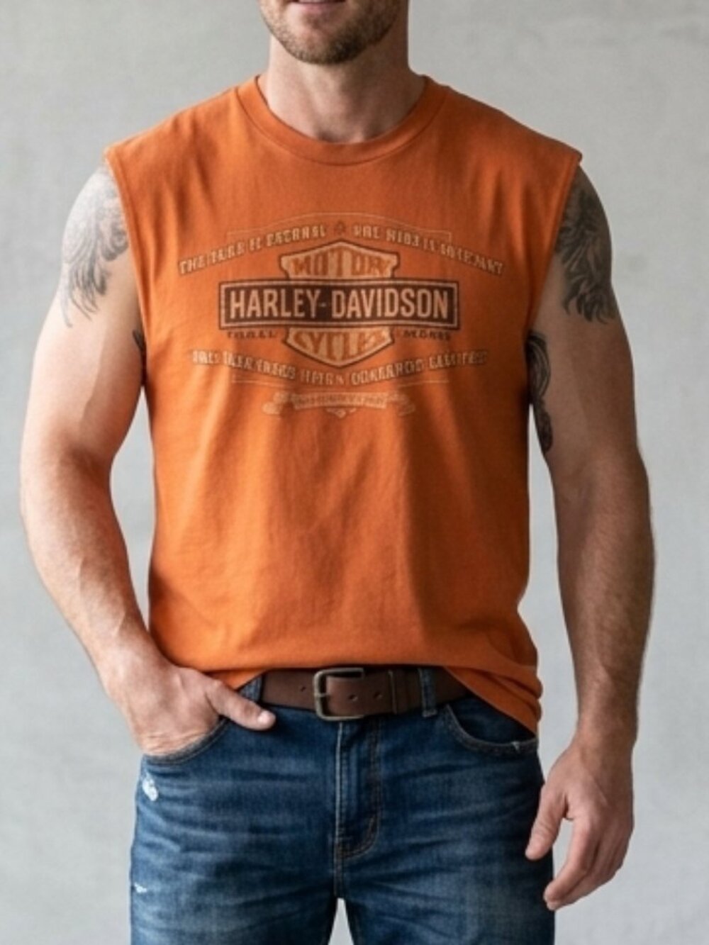 Harley Davidson Road Is Eternal Double Sided Tank Muscle Tee T-Shirt Men's XL
